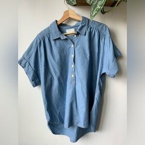 J. Crew Chambray Short-Sleeve Collared Shirt
